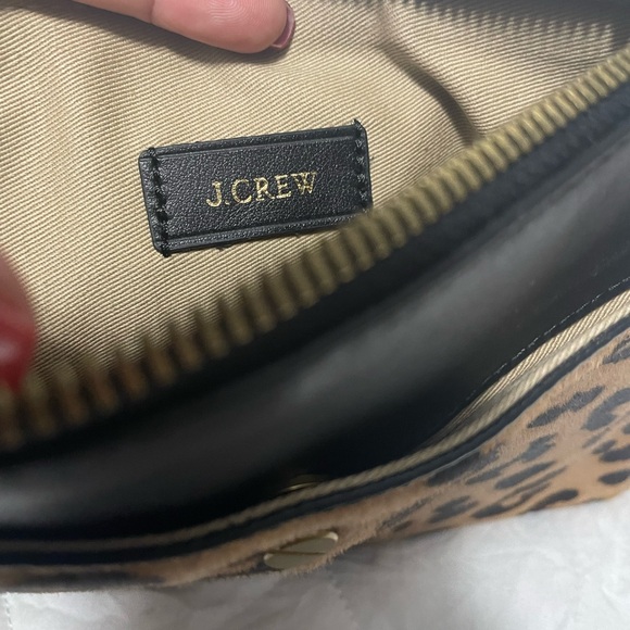 J Crew leopard print and black leather small clutch/ makeup bag. New w tags - Picture 7 of 16